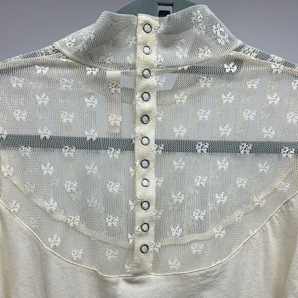 Free People Cream Pleated Blouse with Mandarin Collar - Picture 6 of 9